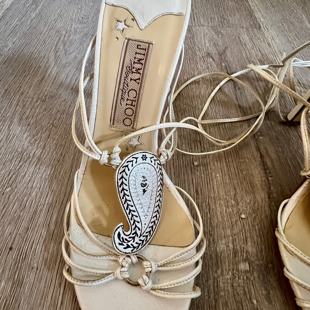 Jimmy Choo White Strappy Heels - Picture 6 of 9